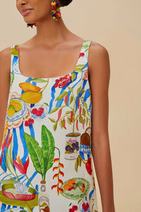 Short strapless dress in linen - White