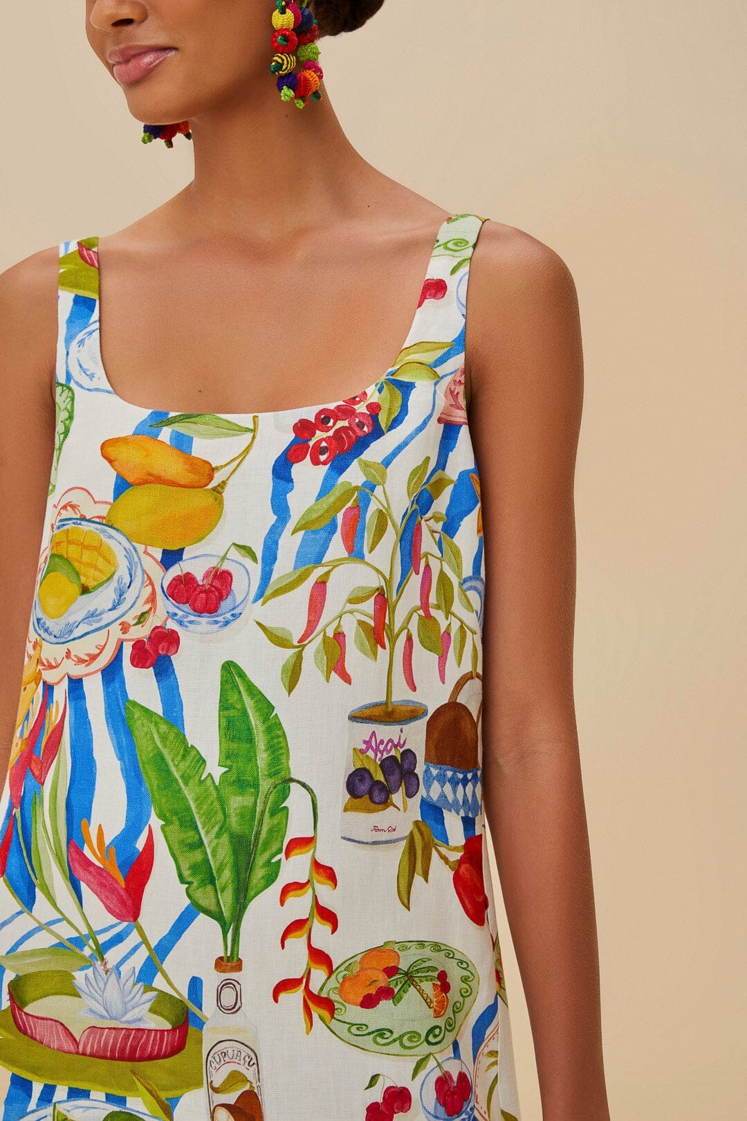 Short strapless dress in linen - White