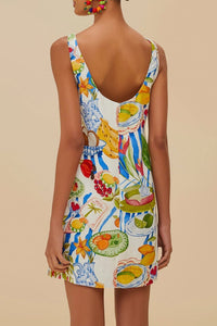 Short strapless dress in linen - White