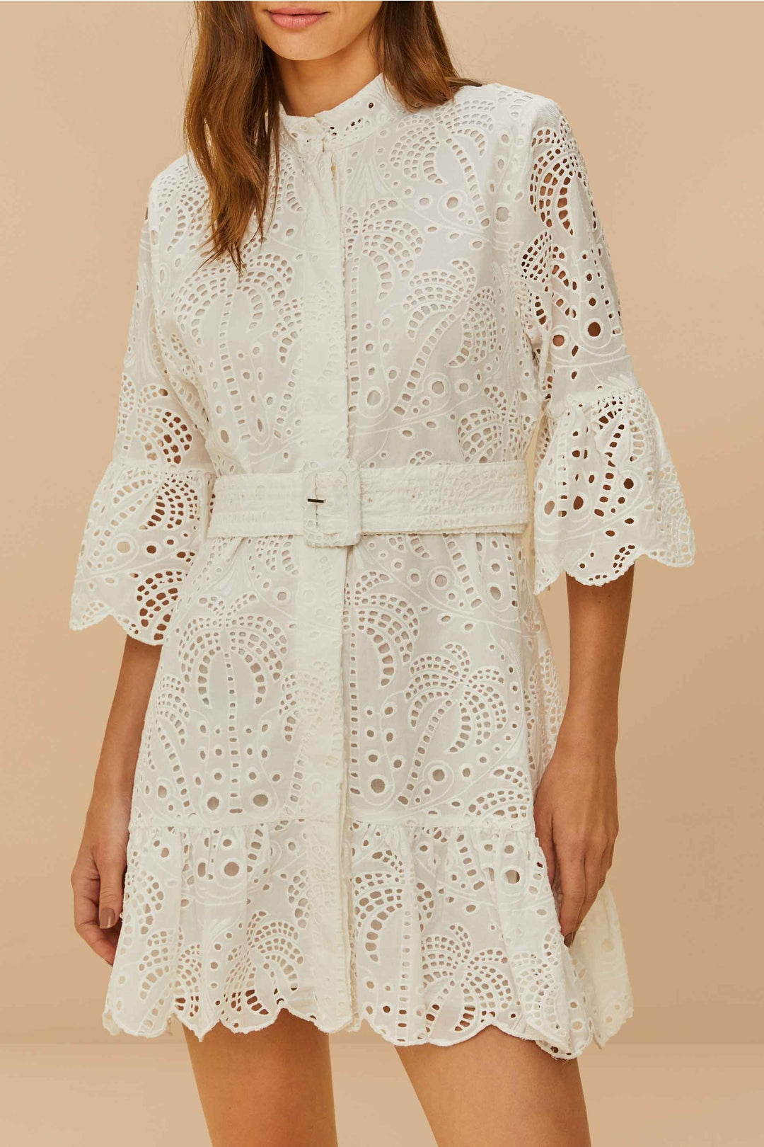 Robe courte Palm Tree en coton - Blanc