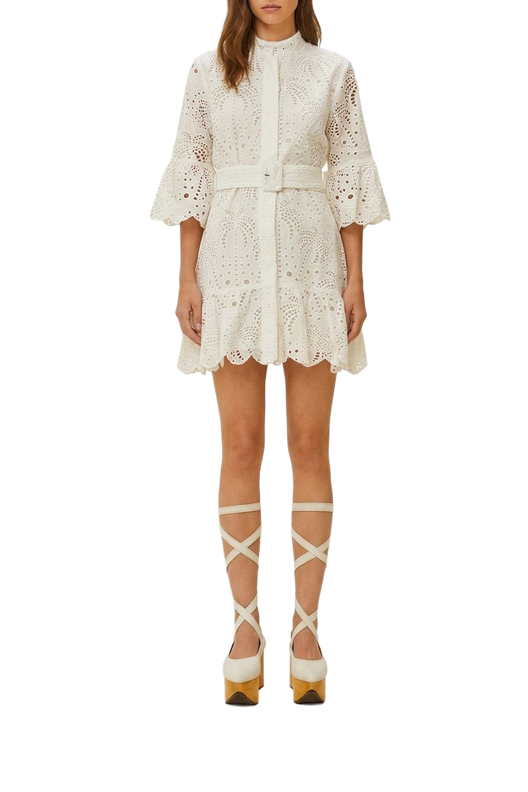 Robe courte Palm Tree en coton - Blanc