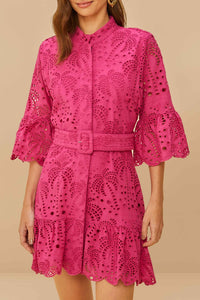 Robe courte Palm Tree en coton - Rose