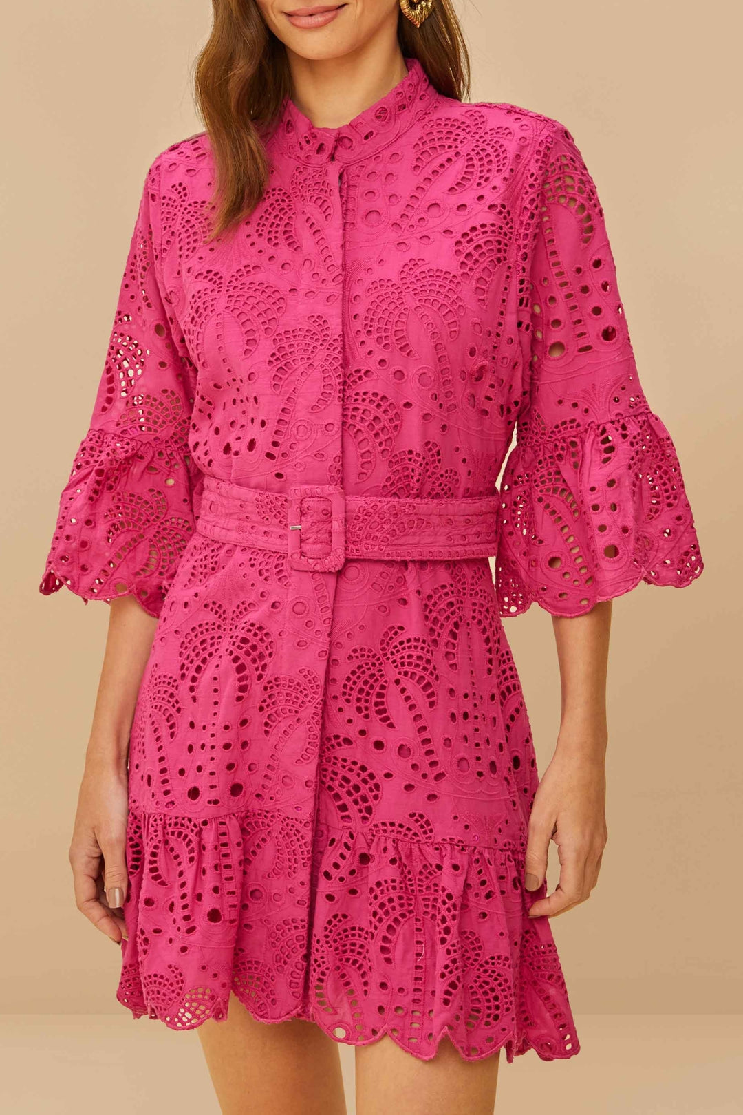 Robe courte Palm Tree en coton - Rose