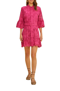 Robe courte Palm Tree en coton - Rose