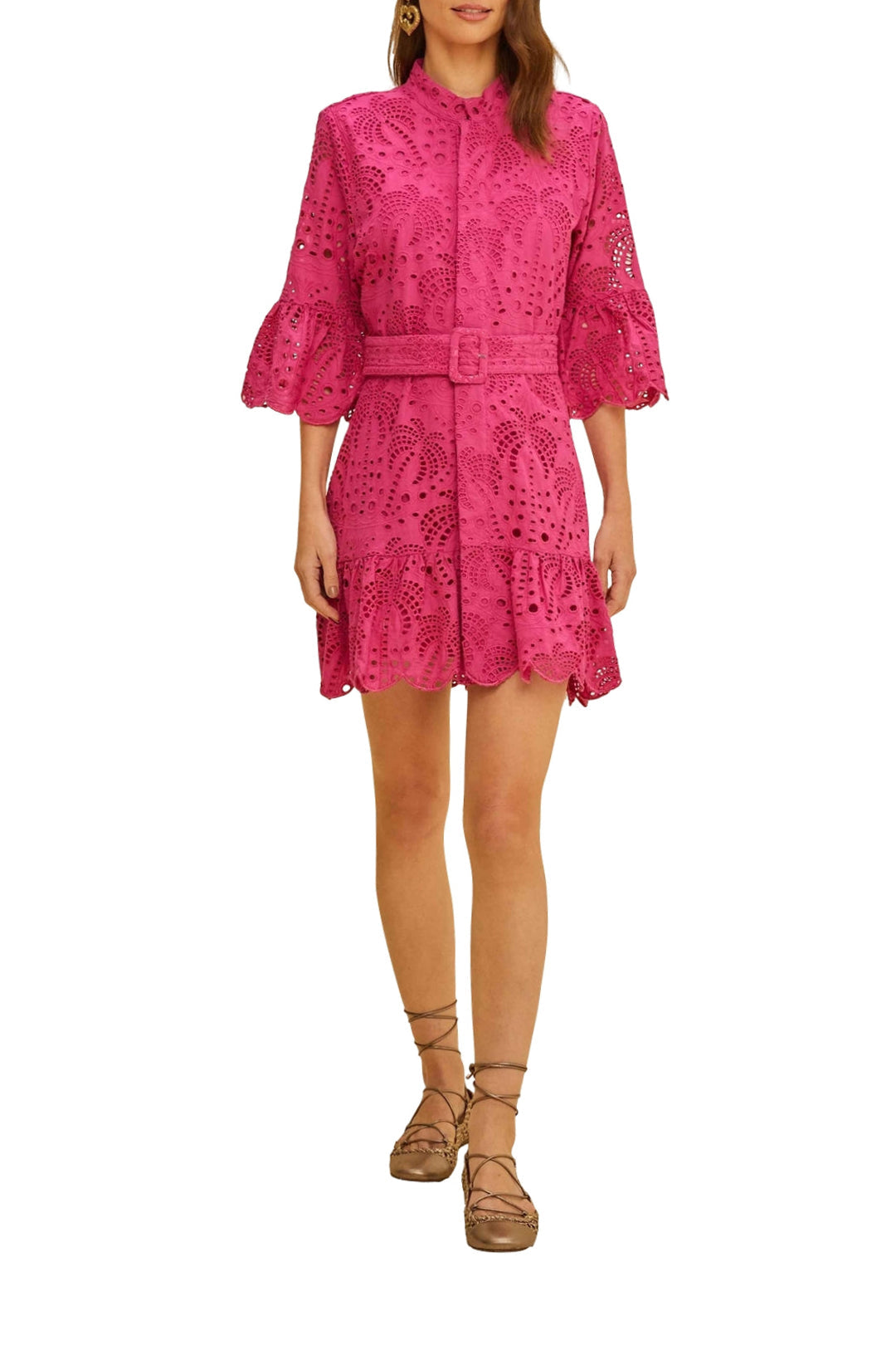 Robe courte Palm Tree en coton - Rose