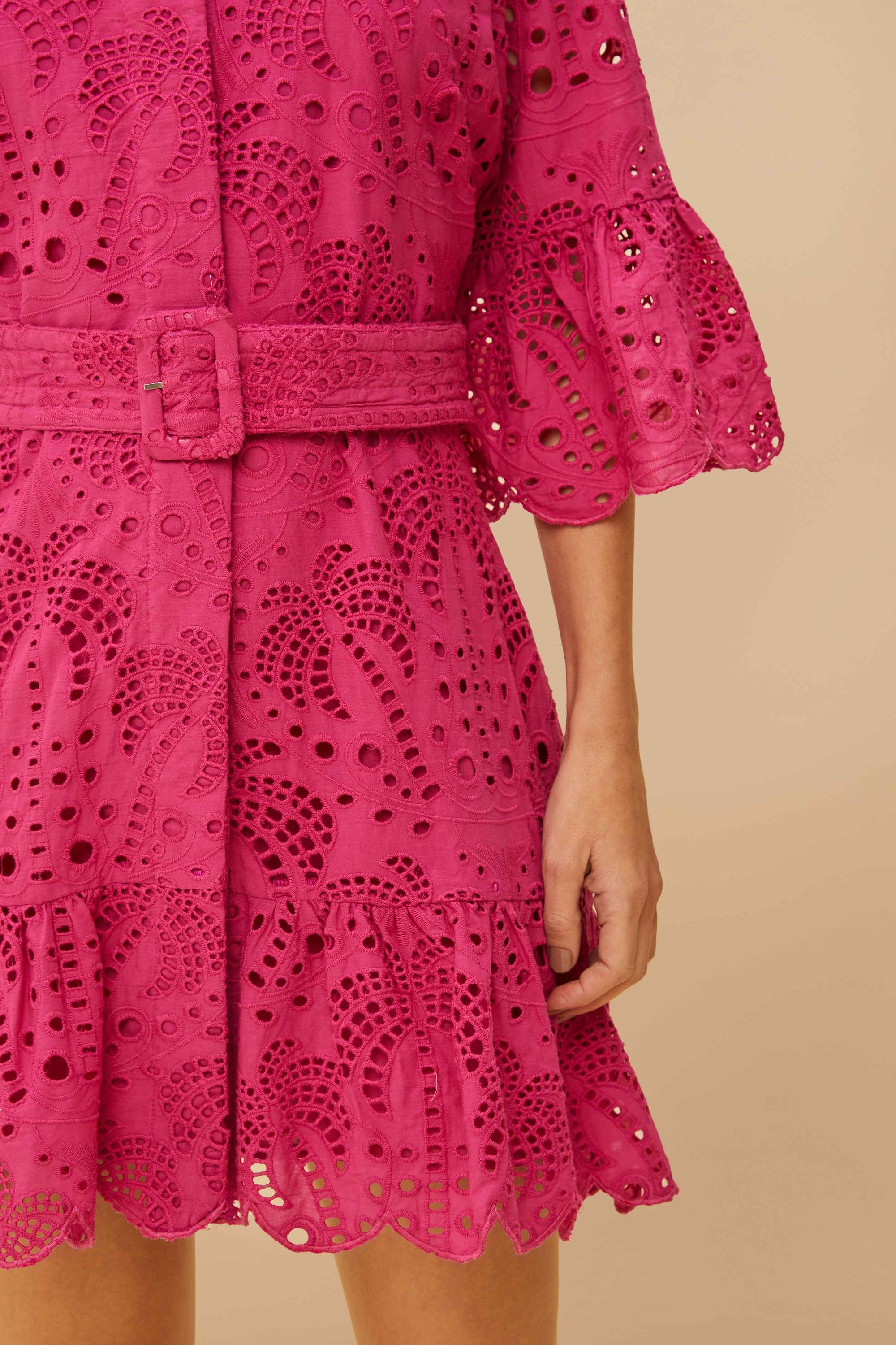 Robe courte Palm Tree en coton - Rose