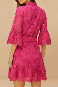 Robe courte Palm Tree en coton - Rose