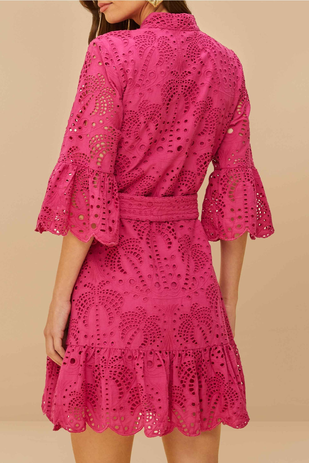 Robe courte Palm Tree en coton - Rose