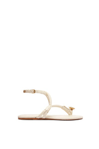 Leather flower sandals - Beige