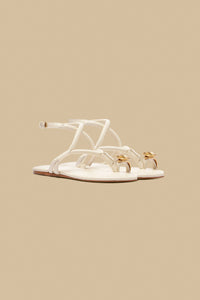 Leather flower sandals - Beige
