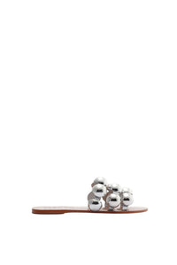 Flat sandals with coloured beads - Silver