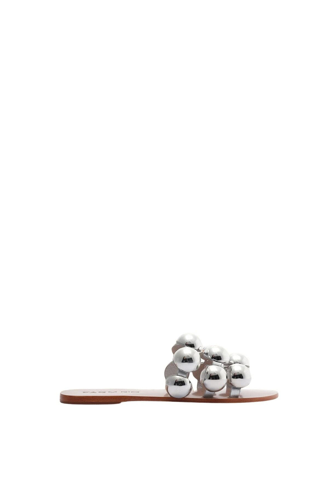 Flat sandals with coloured beads - Silver