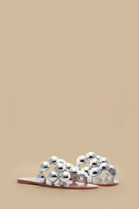 Flat sandals with coloured beads - Silver