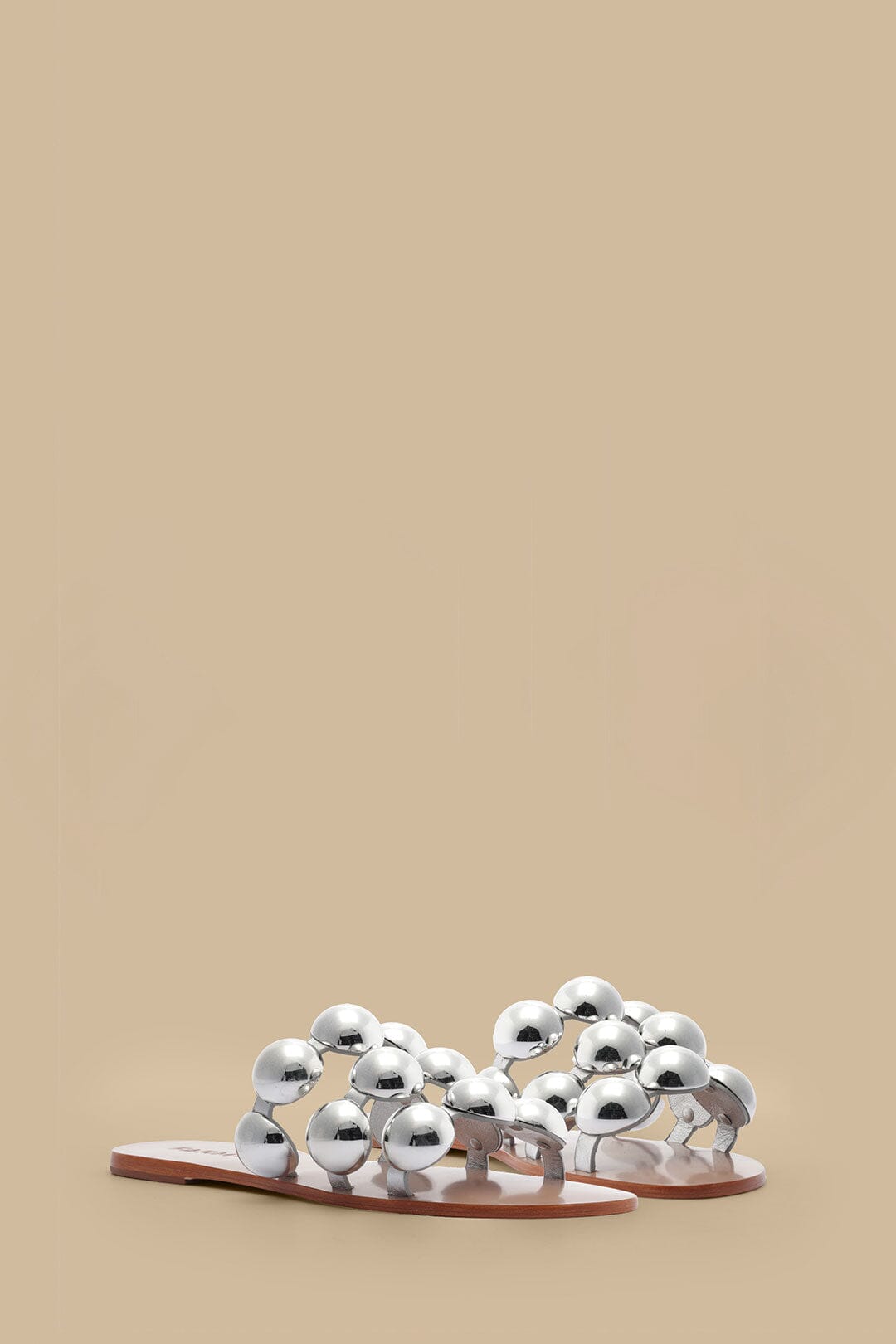 Flat sandals with coloured beads - Silver