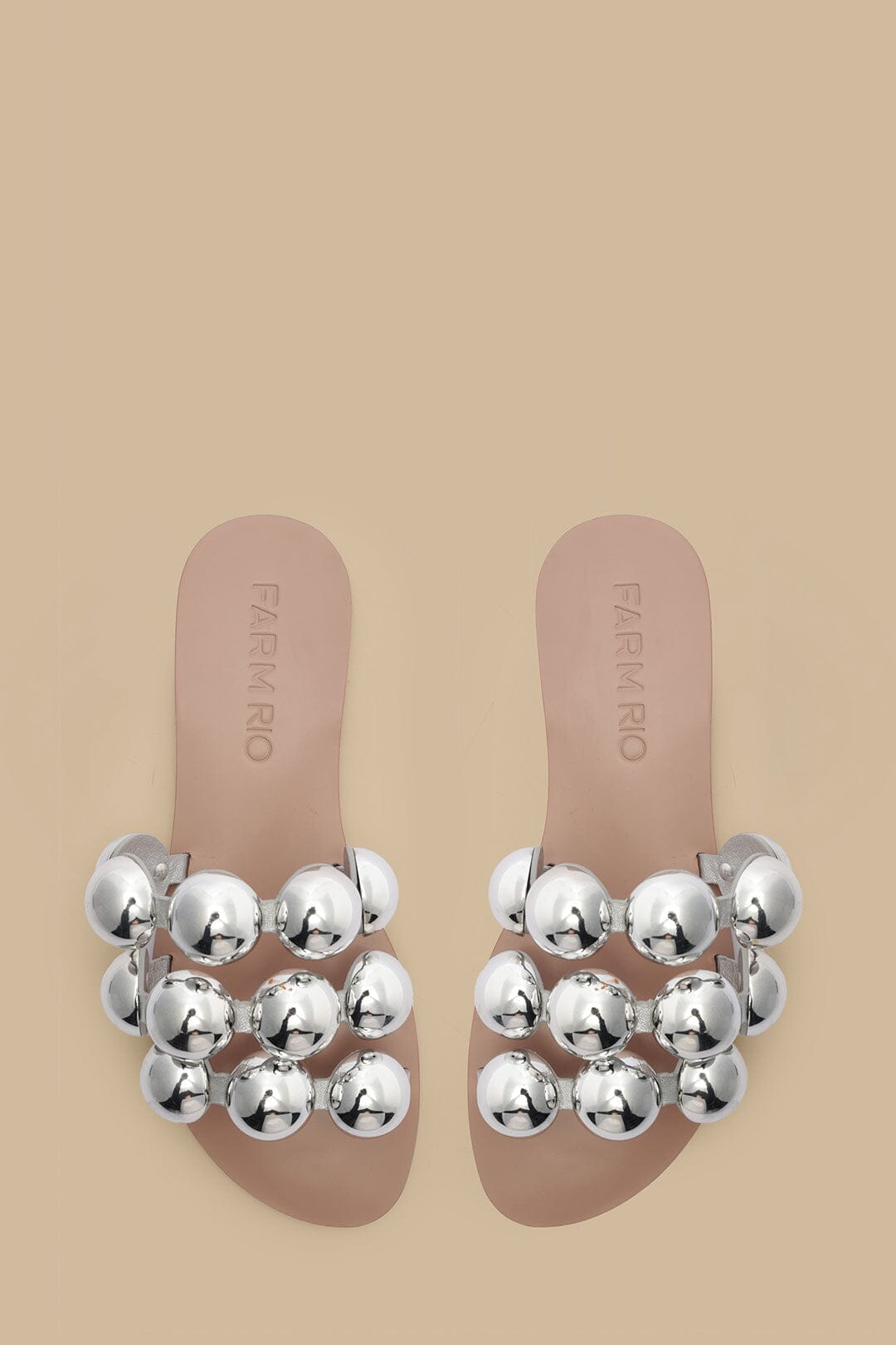 Flat sandals with coloured beads - Silver