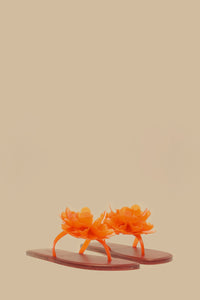 Sandales plates à motif floral - Orange