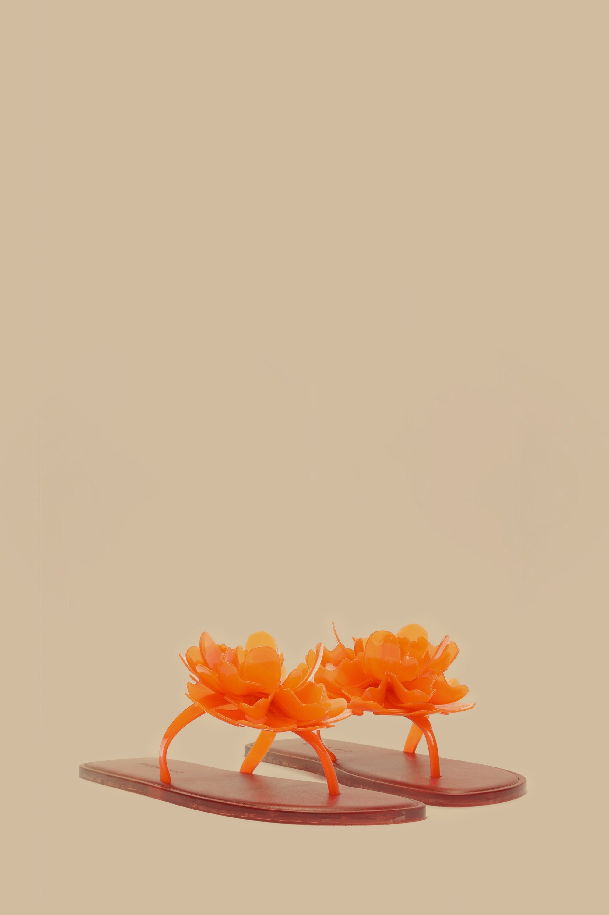 Sandales plates à motif floral - Orange