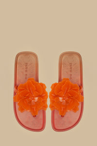 Sandales plates à motif floral - Orange