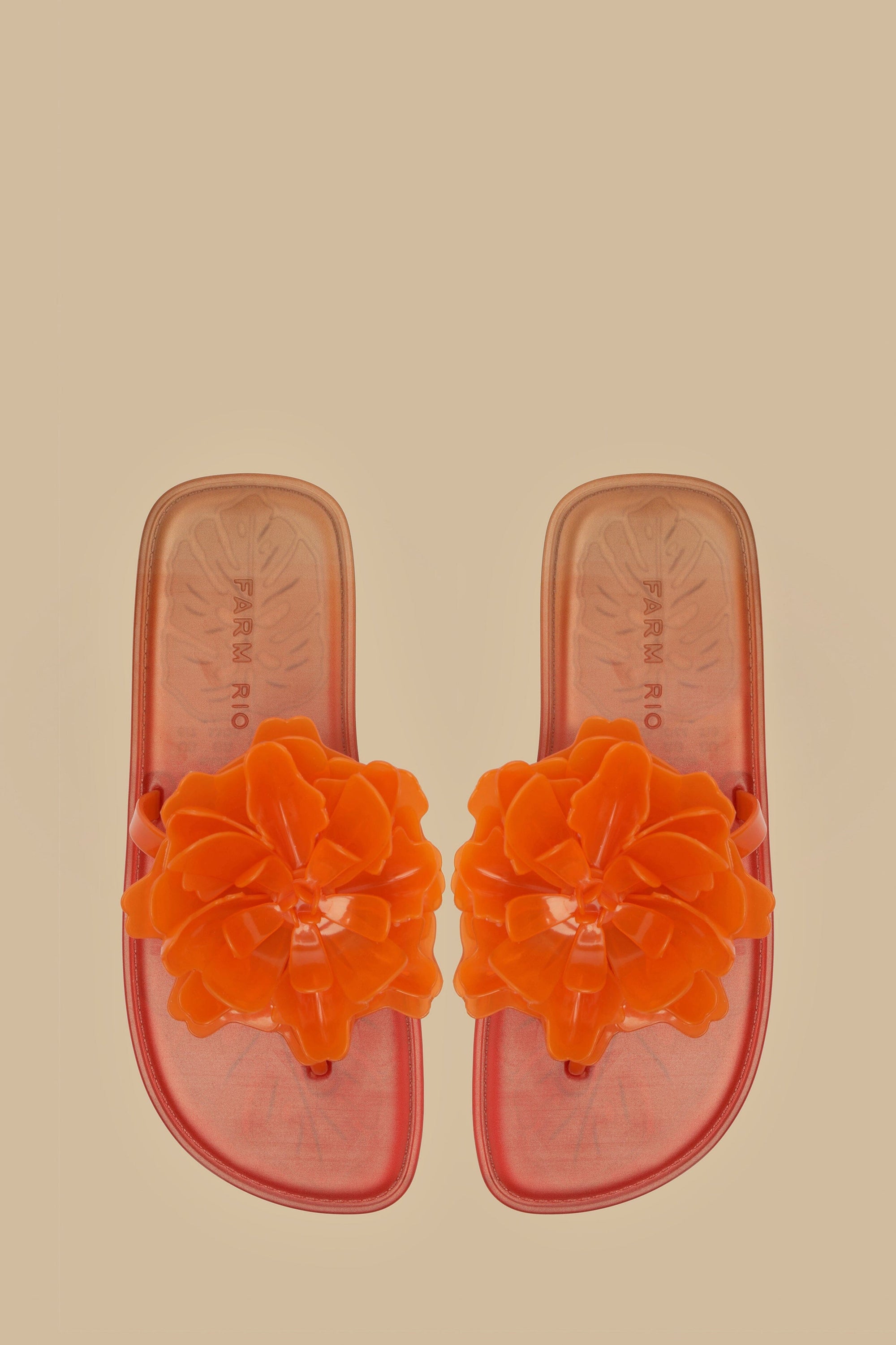 Sandales plates à motif floral - Orange