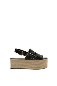 Flat sandals in braided leather - Black