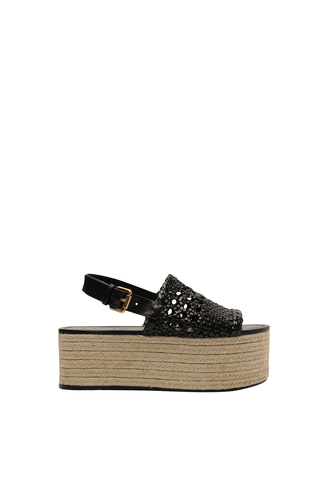 Flat sandals in braided leather - Black