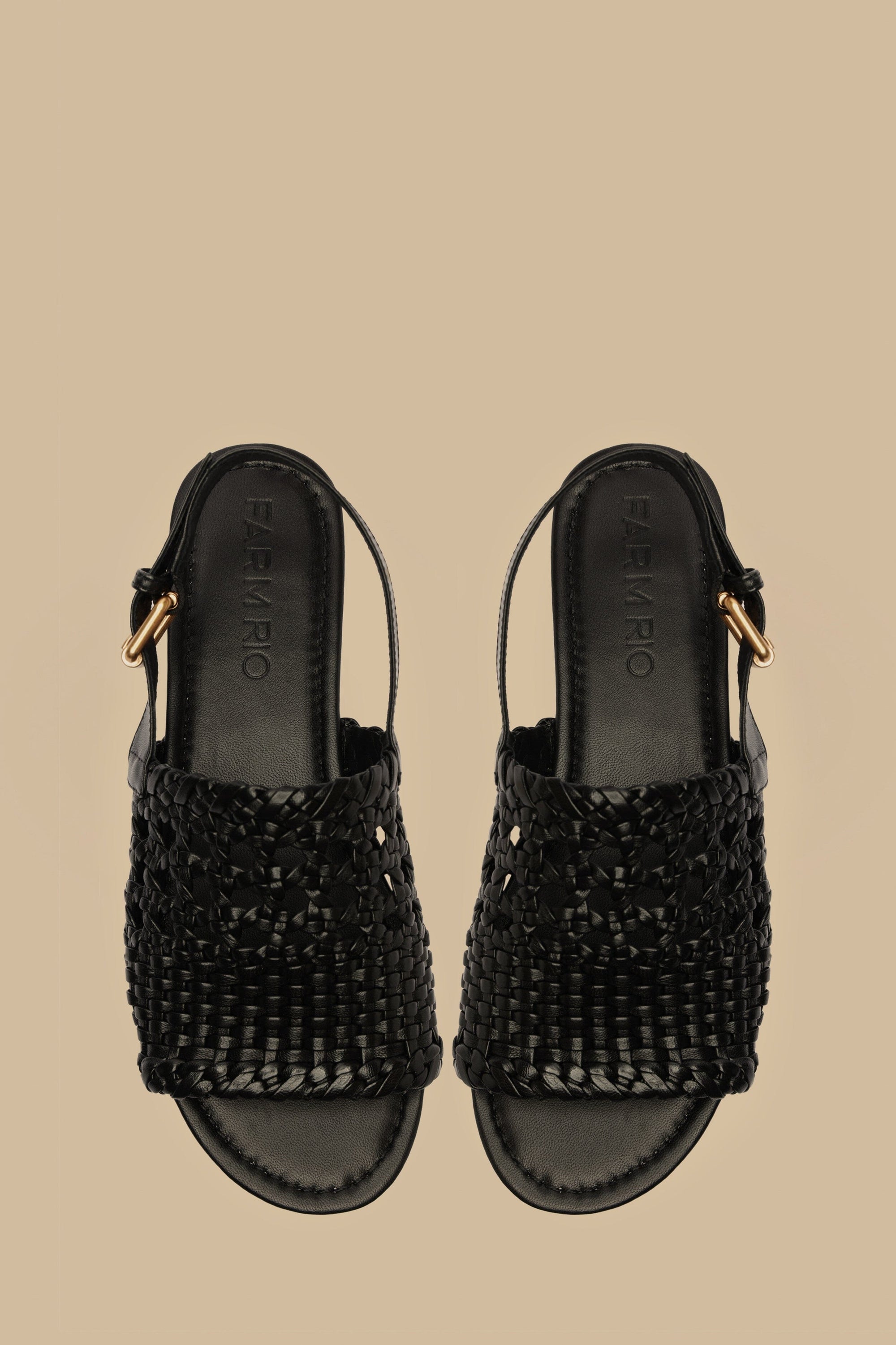Flat sandals in braided leather - Black