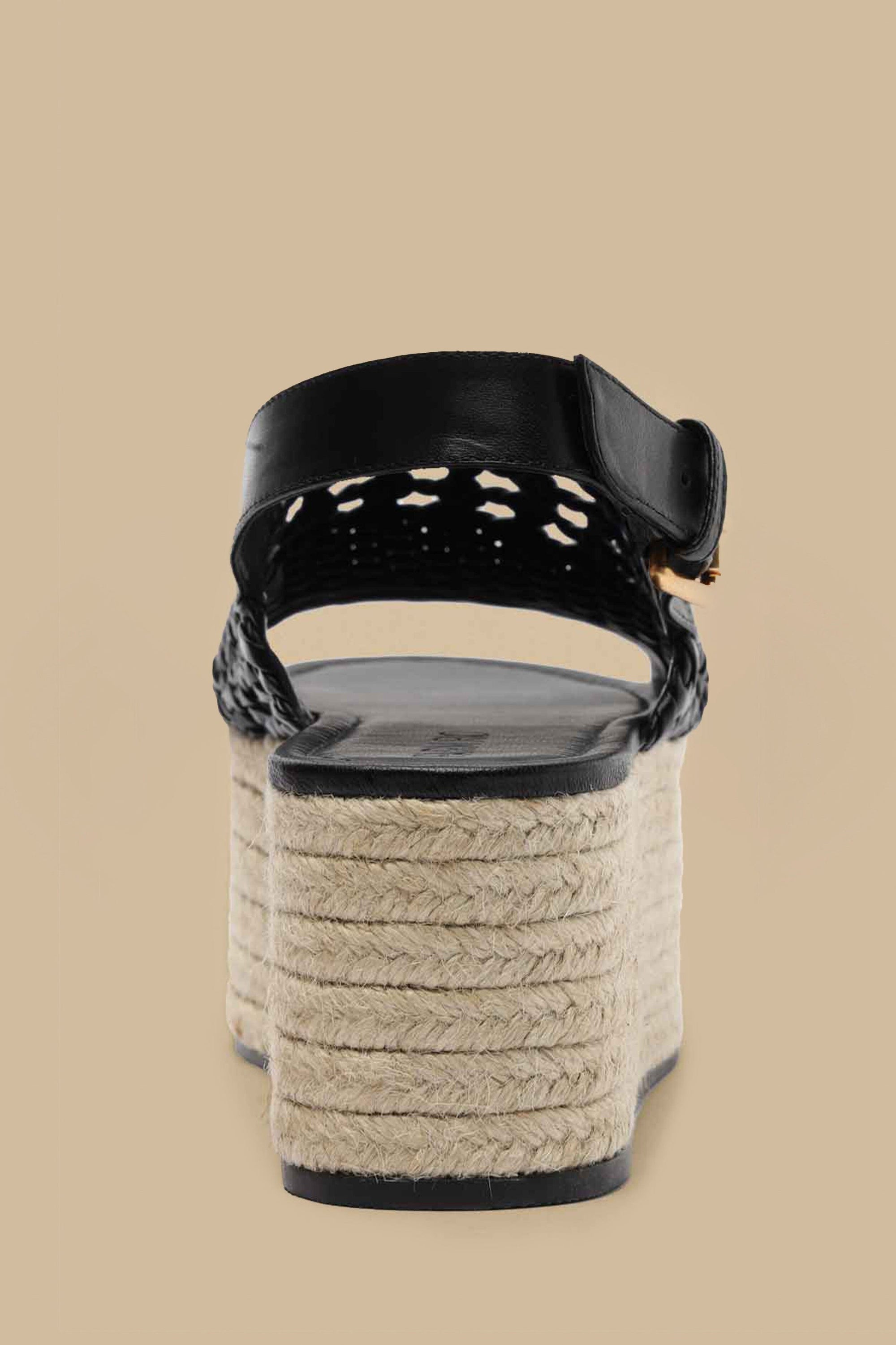 Flat sandals in braided leather - Black
