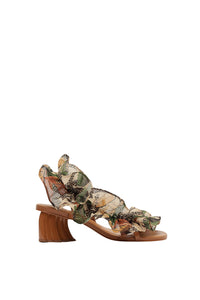Sandales avec motif à volants en cuir - Marron