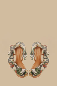 Sandales avec motif à volants en cuir - Marron