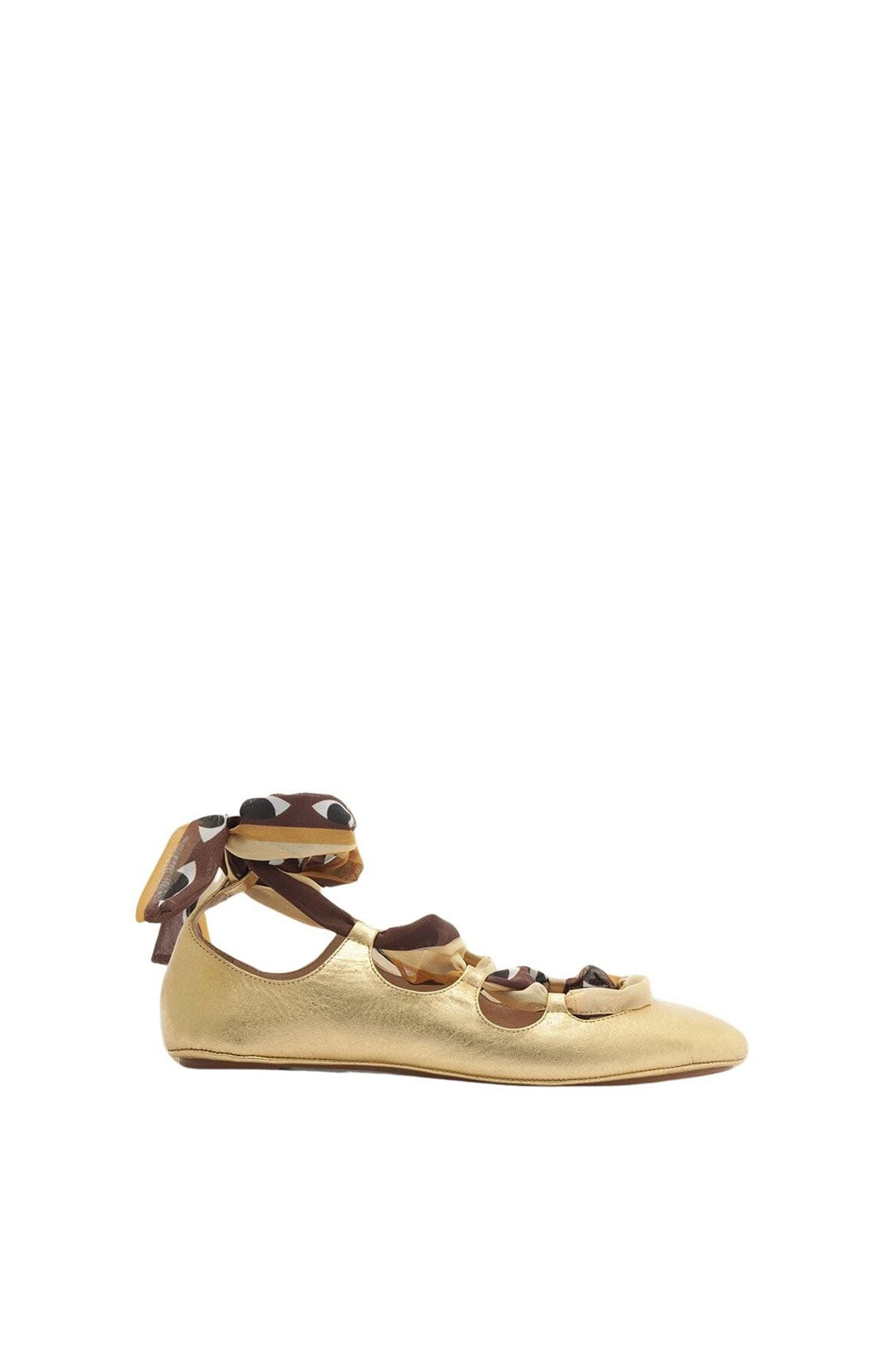 Ballerines à lacets en cuir - Doré