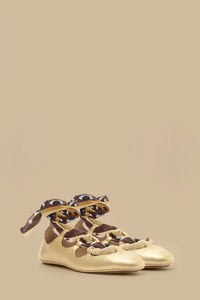 Ballerines à lacets en cuir - Doré