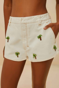 Short brodé Coconut - Blanc