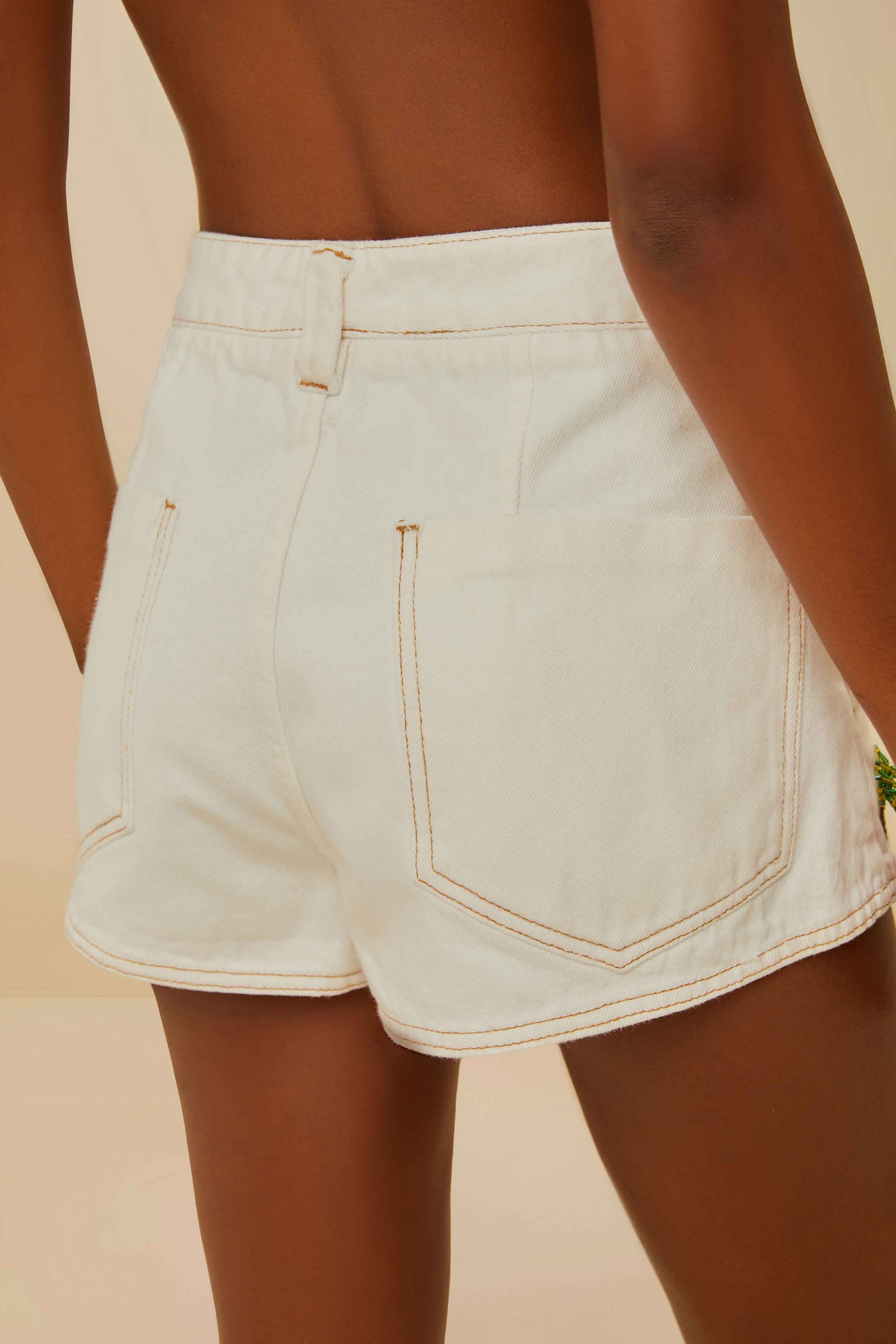 Short brodé Coconut - Blanc