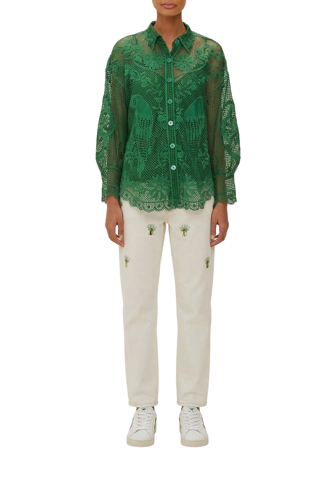 Landscape Guipure shirt - Green