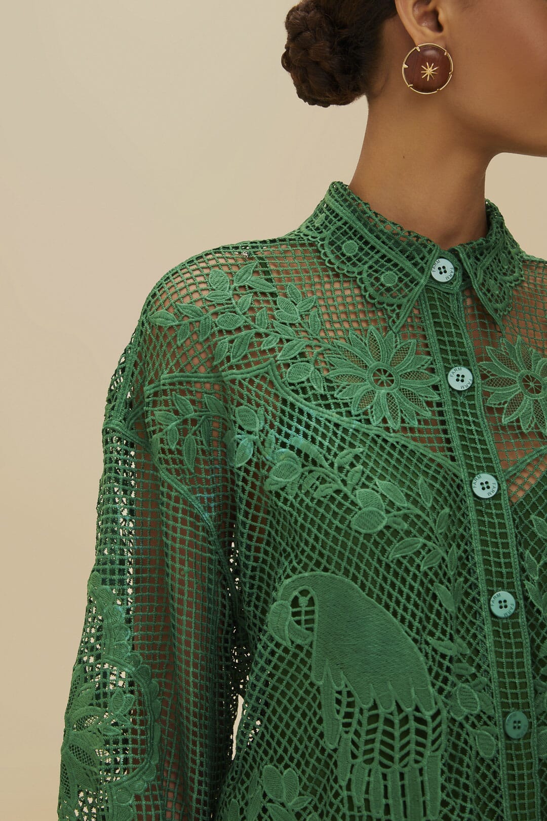 Landscape Guipure shirt - Green