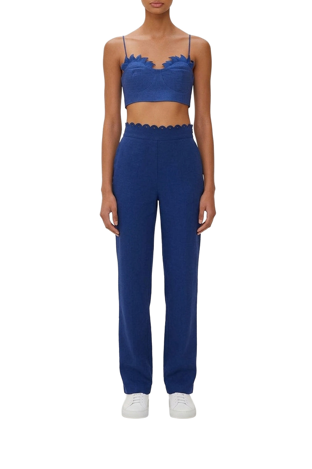 Sunrise Cup short top in linen - Blue