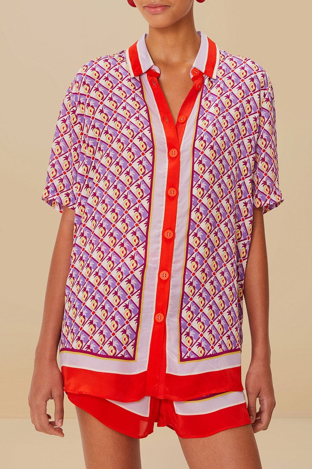 Chemise Graphic Pineapple en foulard - Rose