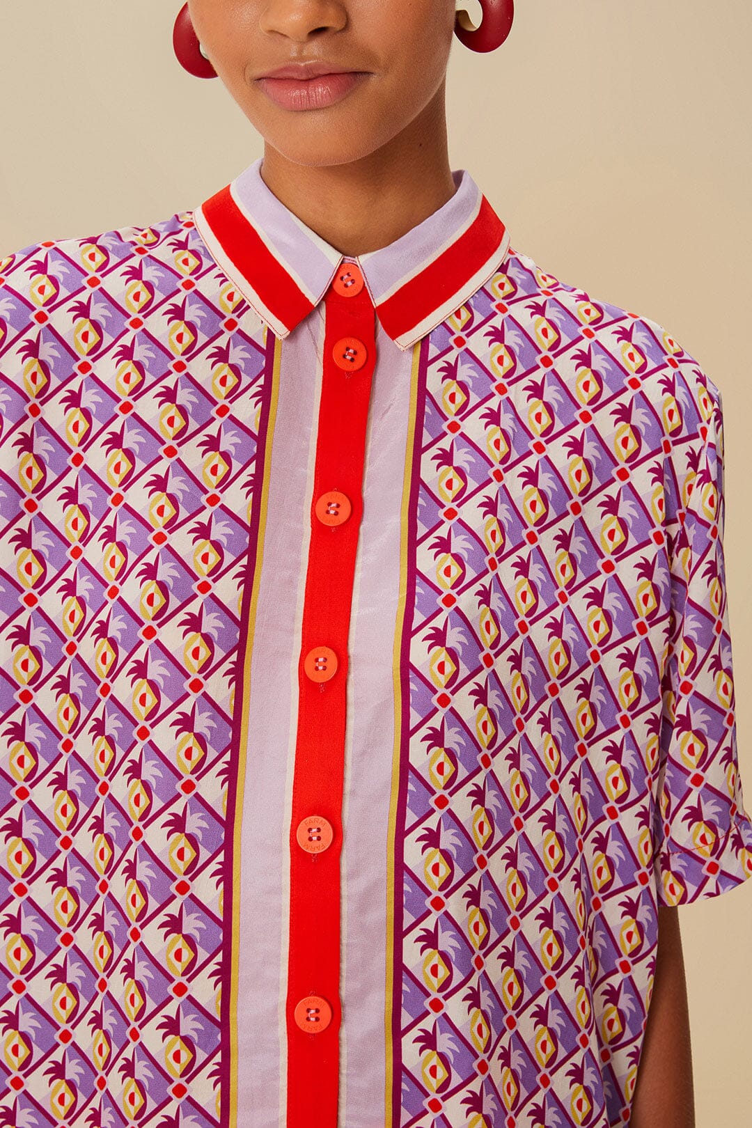 Chemise Graphic Pineapple en foulard - Rose