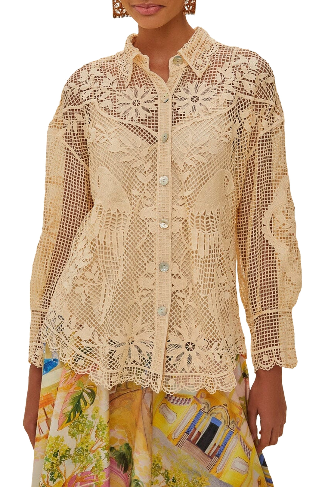 Landscape Guipure shirt - Beige