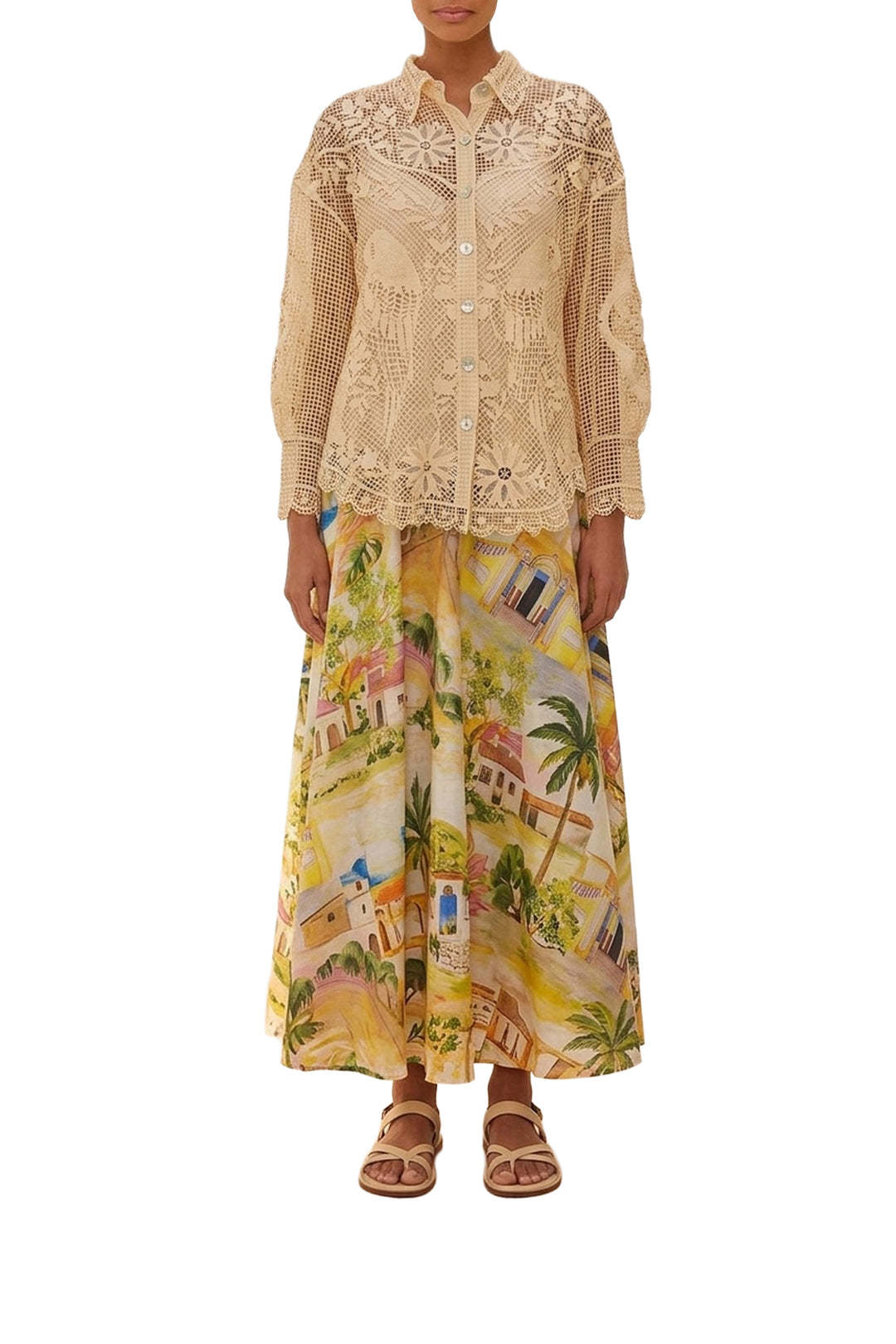 Landscape Guipure shirt - Beige