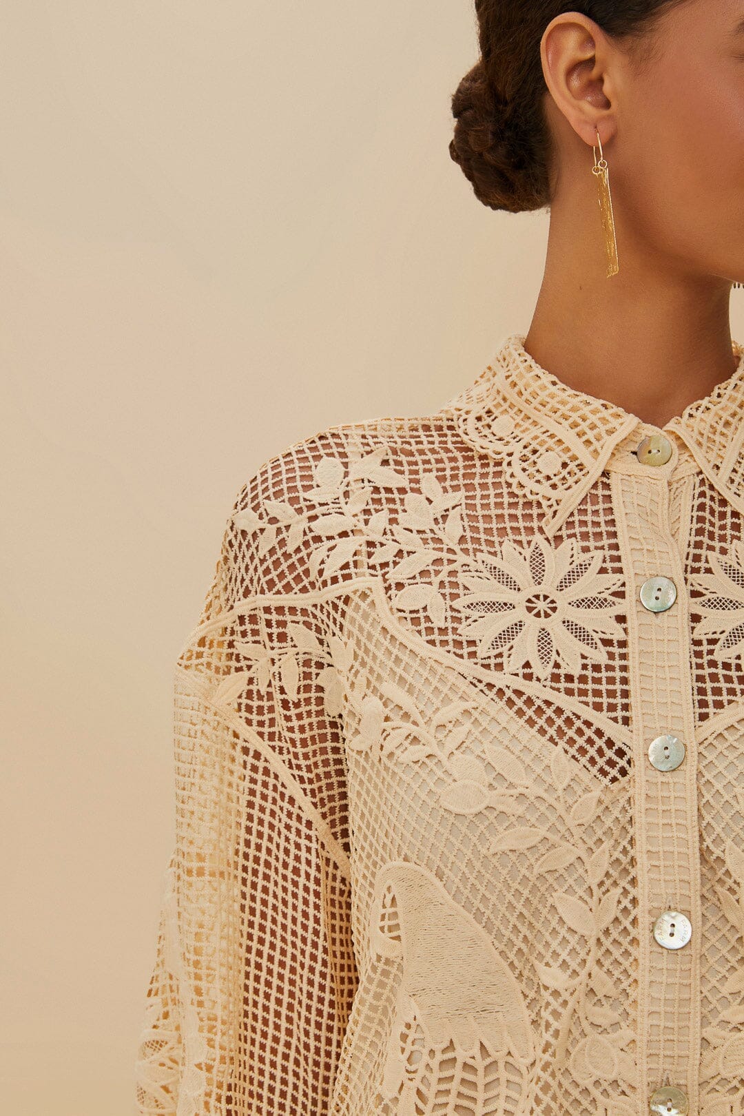Landscape Guipure shirt - Beige