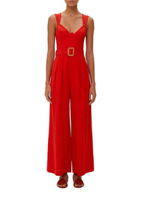 Strappy linen jumpsuit - Red