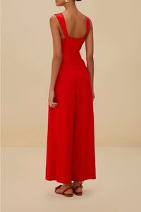 Strappy linen jumpsuit - Red