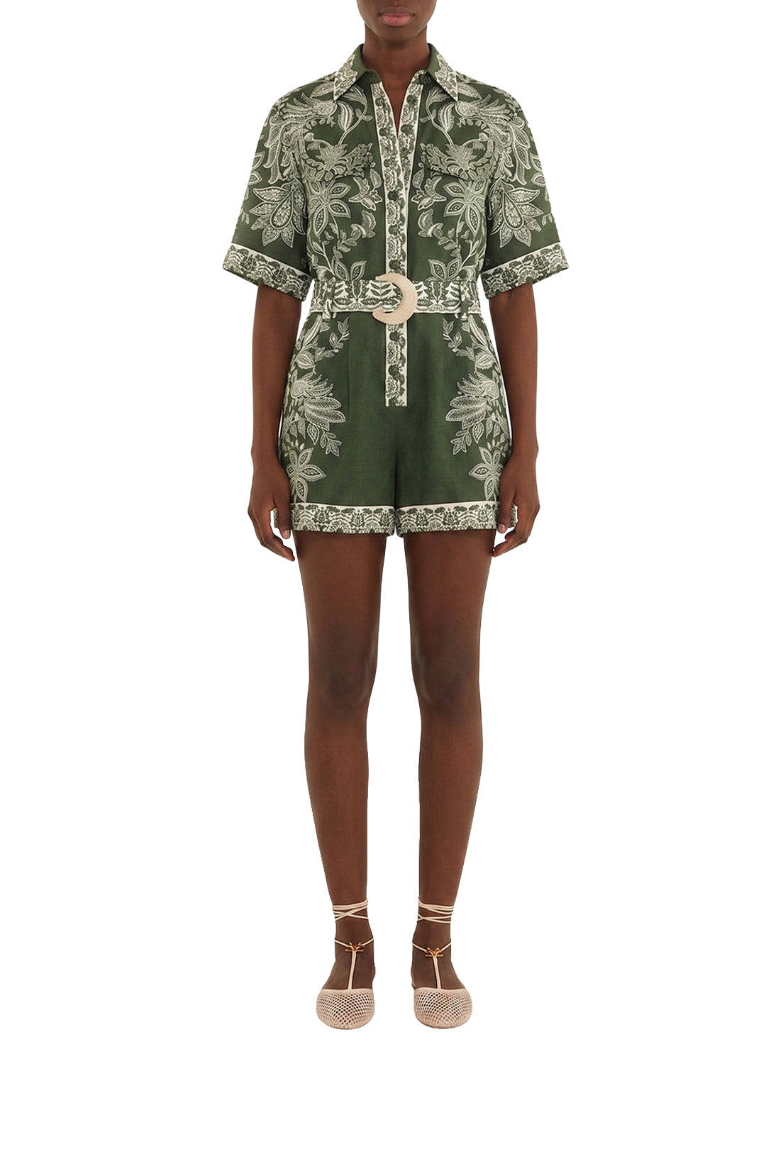 Combishort Miranda en lin - Vert
