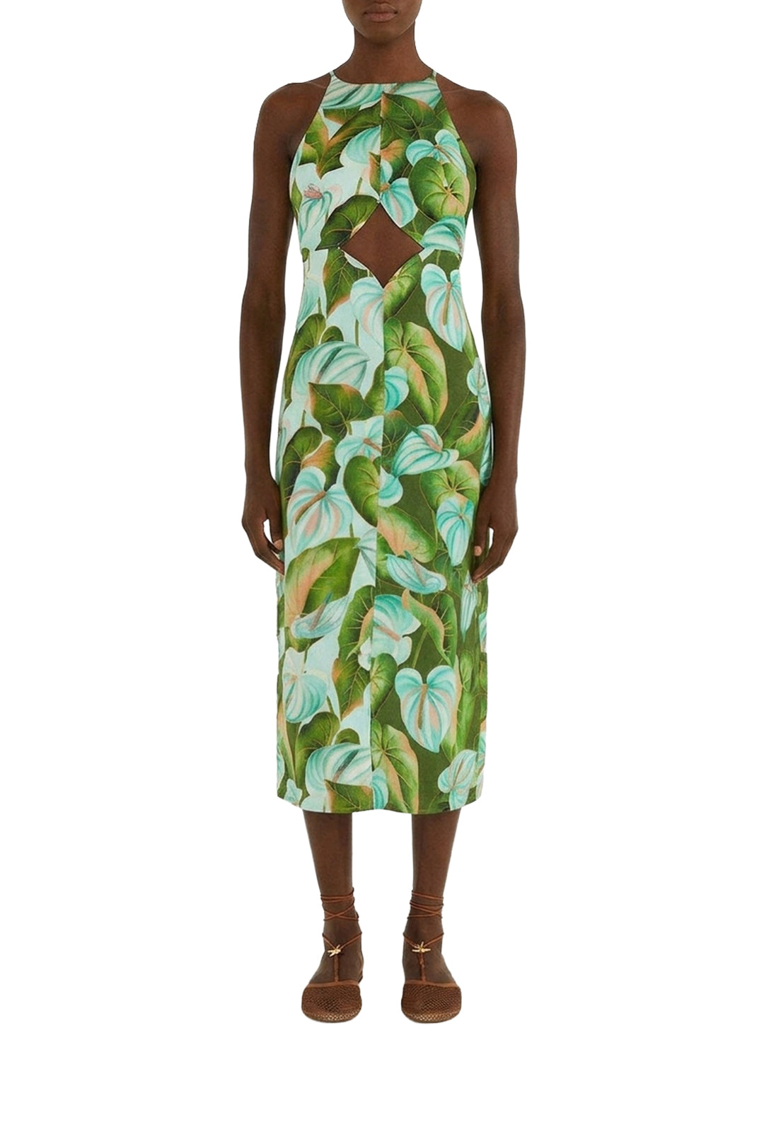 Robe midi en lin - Vert