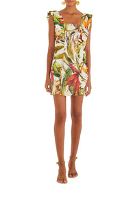 Robe courte Florart en lin - Rose