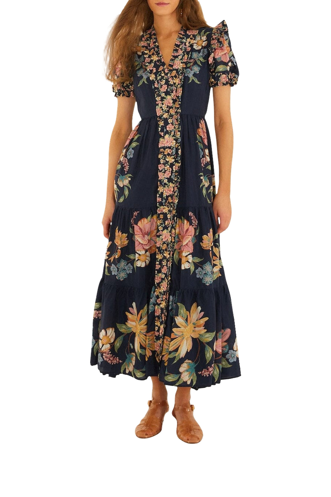 Robe longue Maira Floral - Bleu