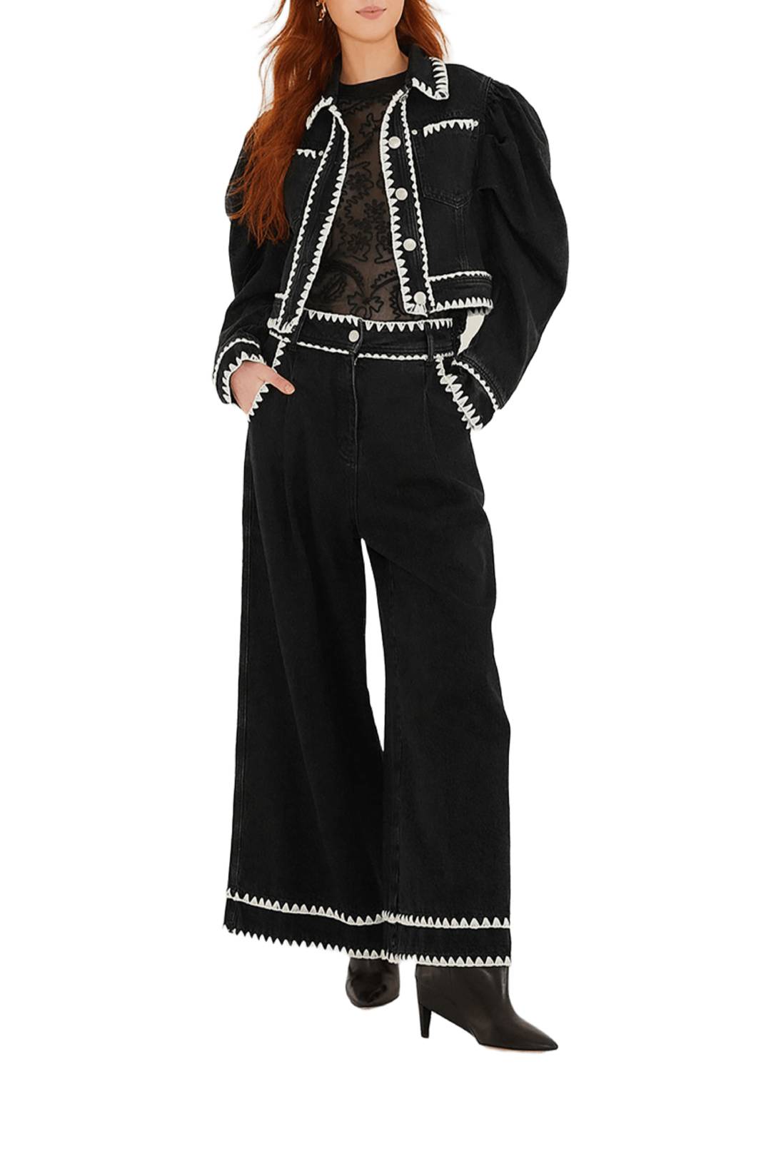 NEW_DIFFUSELY_Black Denim Pantalon - Black Denim
