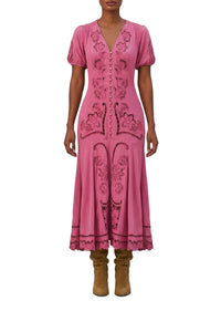 Robe midi Richelieu - Rose