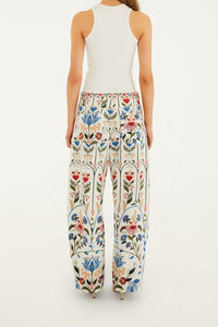 Pantalon Fraga Print en lin - Bleu